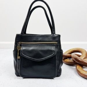 FOSSIL Pebbled Leather Black Double Handle Bag
